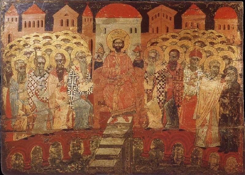 unknow artist The Council of Nicaea i,Melkite icon from the 17 century Spain oil painting art